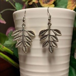 Multiple Leaves Silver Dangling Earrings